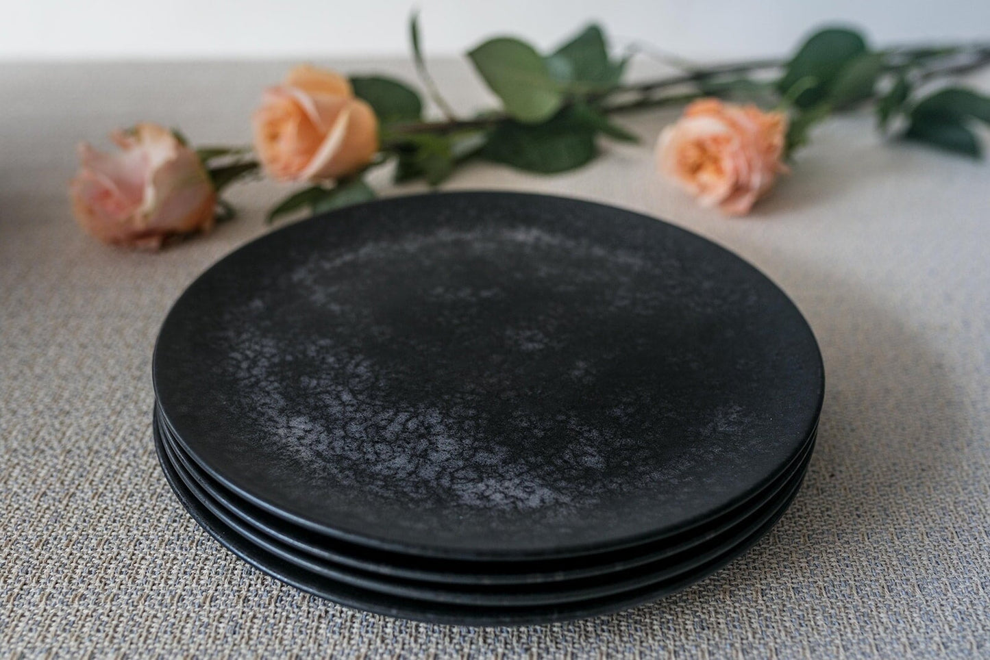 Black Stone Teller & Schalen Set Schwarz I 16 teiliges Set