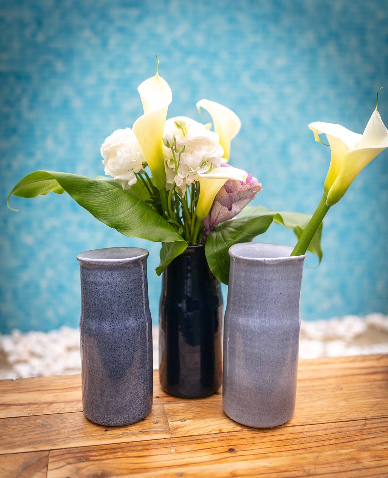 Calla Keramik Vase Dunkelblau