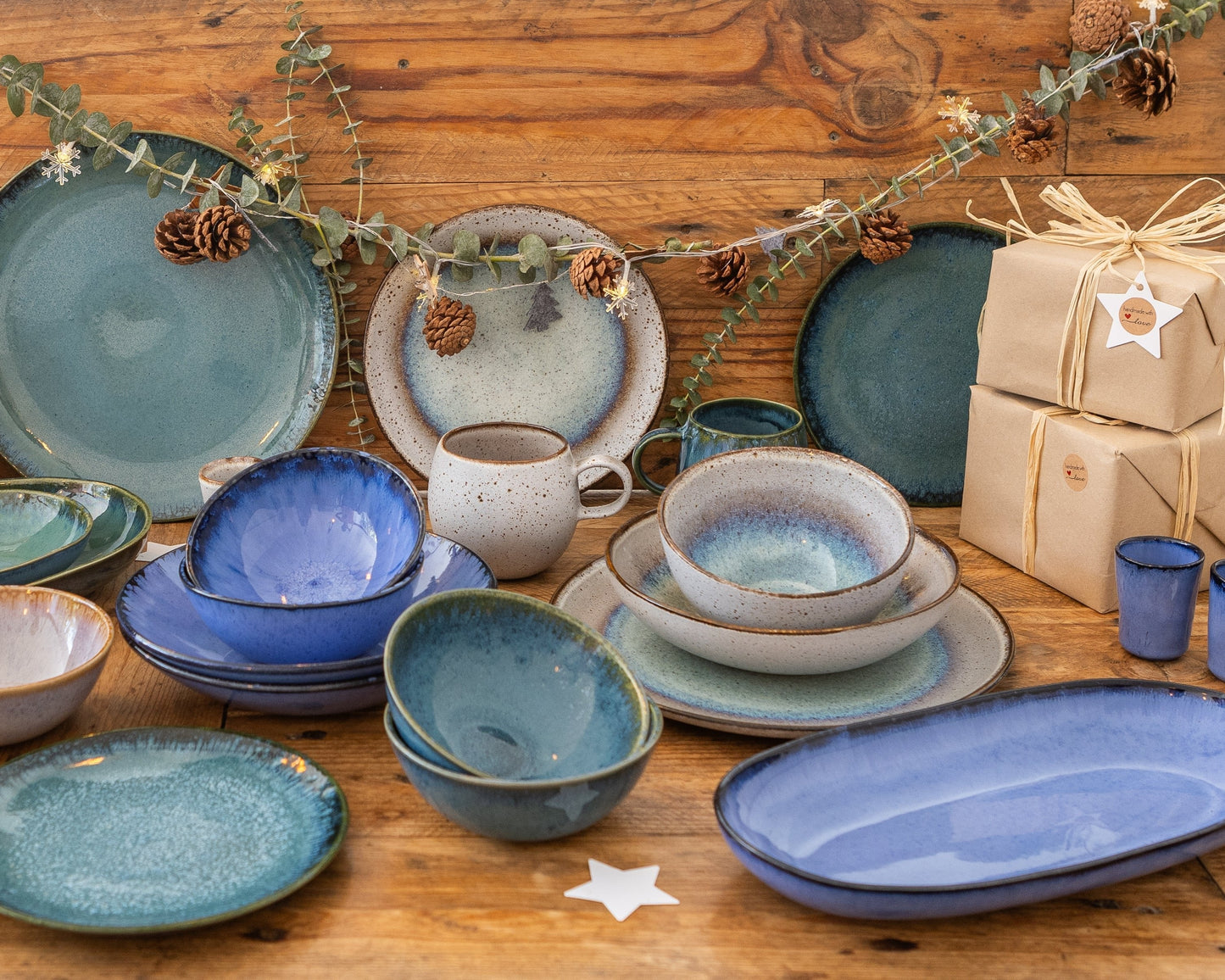 Amazonia Teller & Schalen Set Grün I 16 teiliges Set