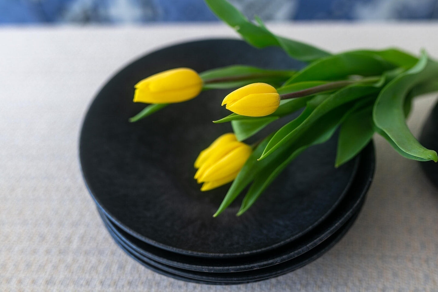 Black Stone Teller Set Schwarz I 12 teiliges Set