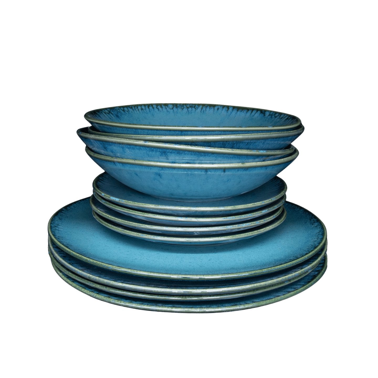 Amazonia Teller Set Grün I 12 teiliges Set