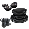 Black Stone Plates & Bowls & Mugs Set Black I 20 piece set