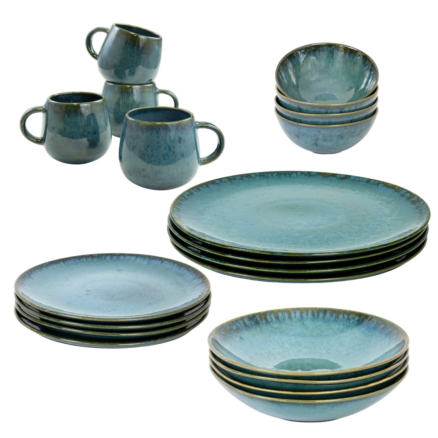 Amazonia Teller & Schalen & Tassen Set Grün I 20 teiliges Set