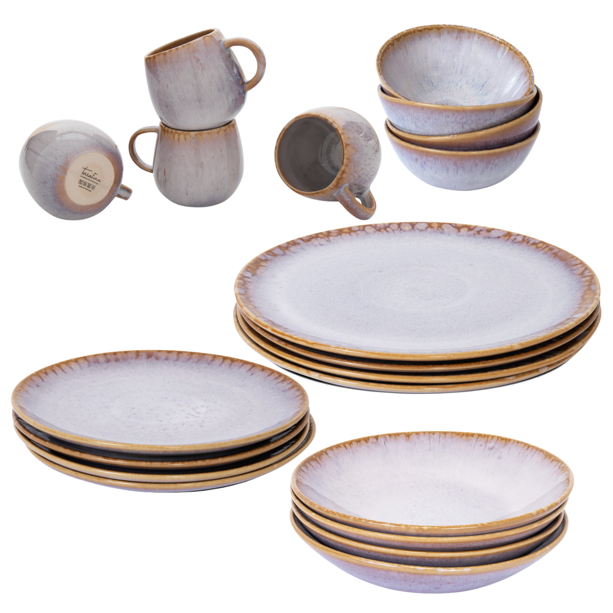 keramik geschirr set in creme