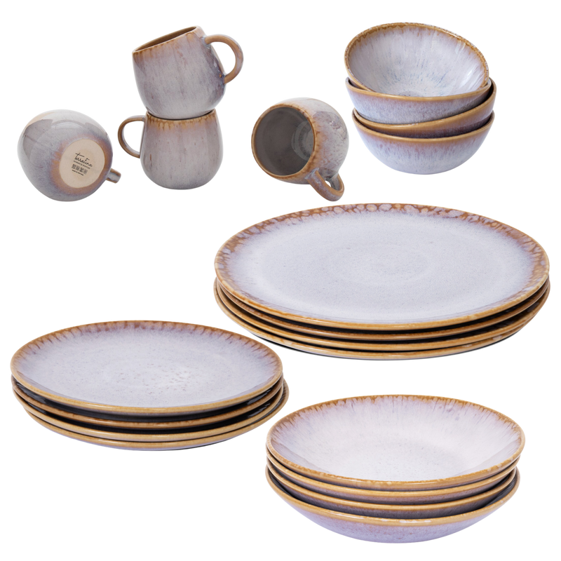 keramik geschirr set in creme