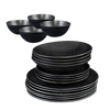 Black Stone Set of 16 Plates & Bowls