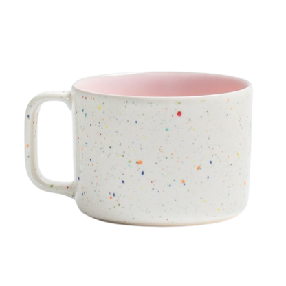 Primavera Ceramic Mug with Handle White-Purple I 2 Pieces
