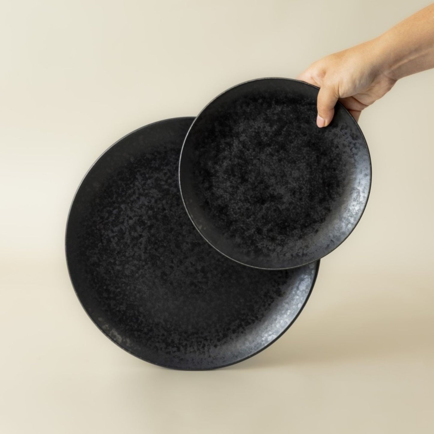 Black Stone Teller & Schalen Set Schwarz I 12 teiliges Set