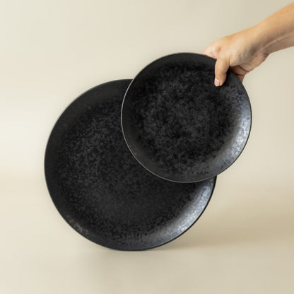 Black Stone Teller & Schalen Set Schwarz I 12 teiliges Set