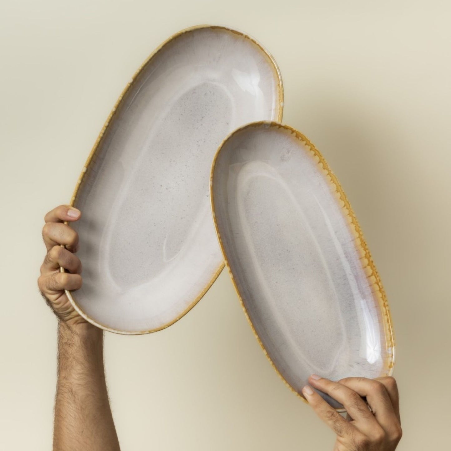 Amazonia Servierplatten Creme I 2 teiliges Set