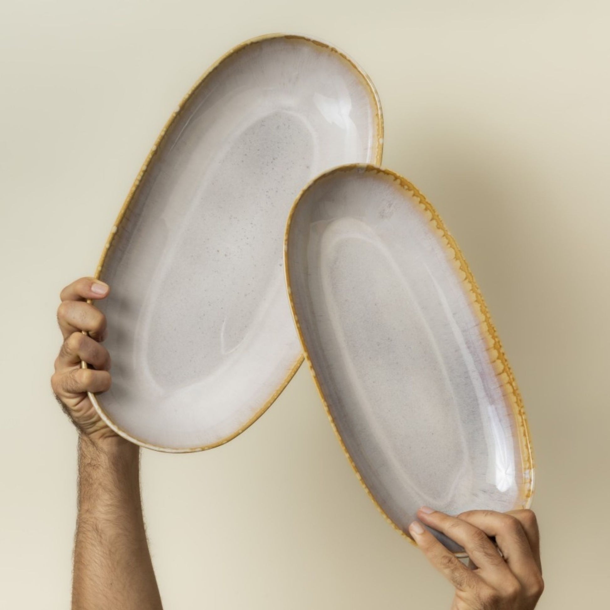 Amazonia Servierplatten Creme I 2 teiliges Set