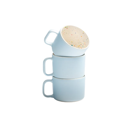 Primavera Keramik Becher mit Henkel Weiss-Blau I 2 Stück