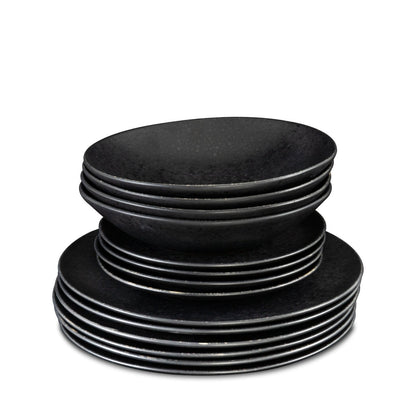 Black Stone Teller Set Schwarz I 12 teiliges Set