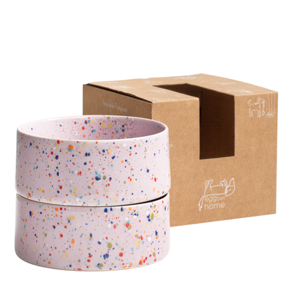 Futternapf Keramik Haustier-Schüssel Set 2-teilig Pink