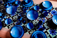 Keramik Geschirr 4er Set Teller Blau groß