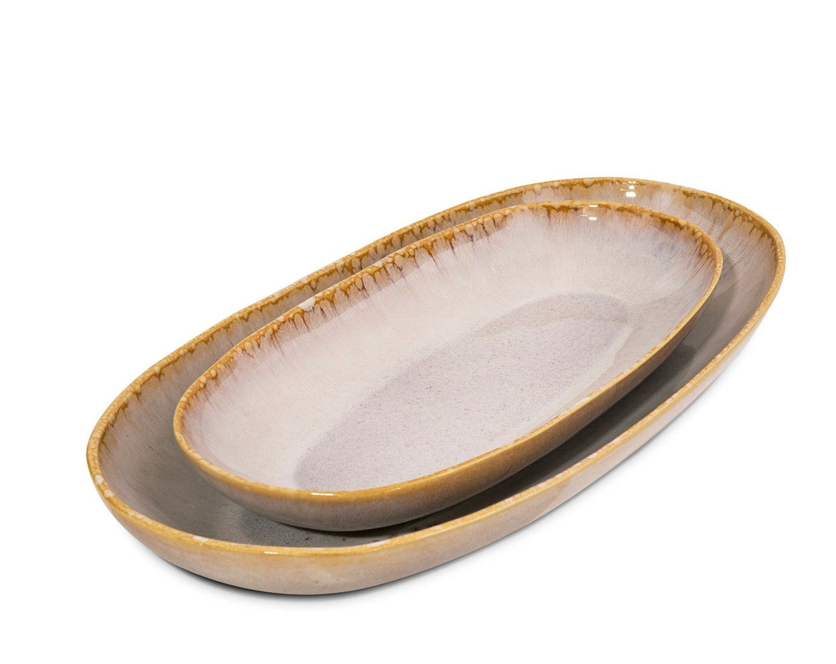 Creme 2er Set Servierplatten