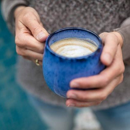 Amazonia Keramik Tasse groß Blau I 4 Stück