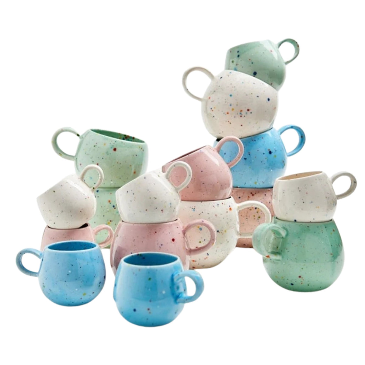 Keramik Tassen 6er Set Tassen bunt I New Party Tasse von Egg Back Home – Keramik Liebe
