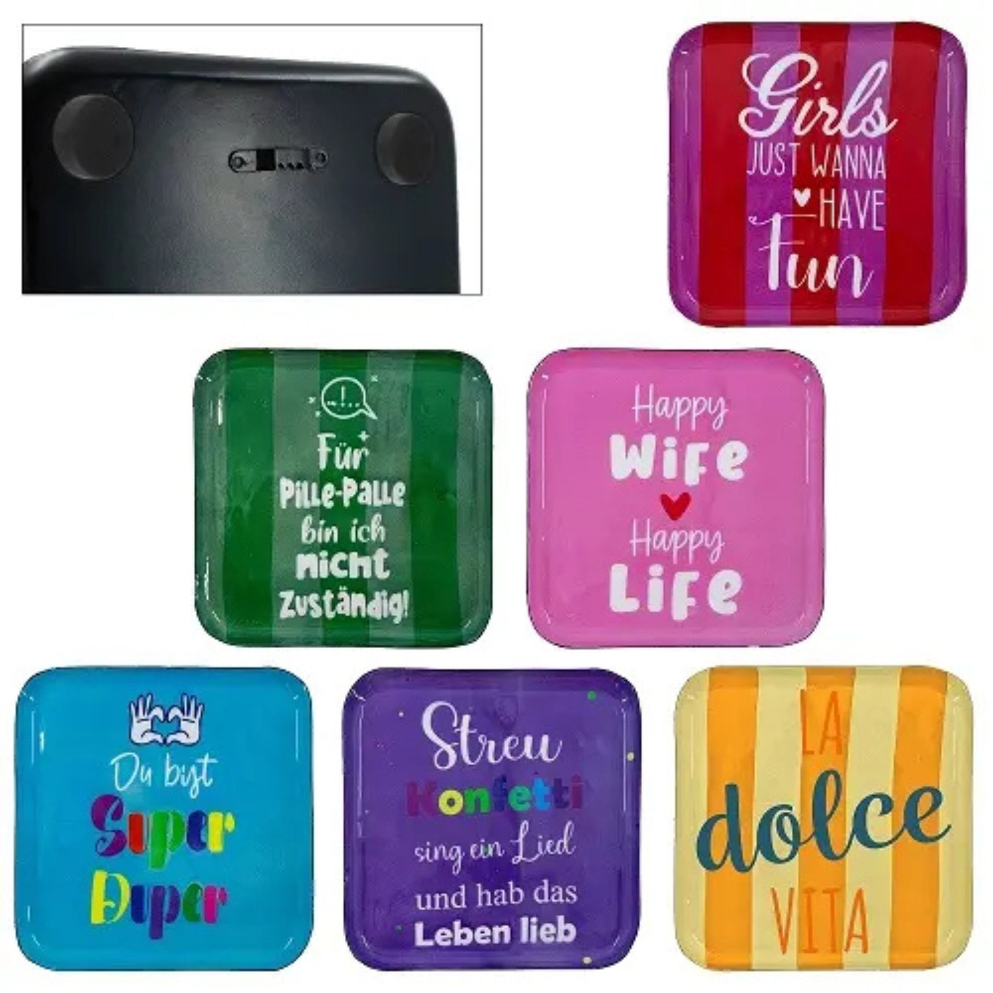 eckige deko teller verschiedene bunte designs