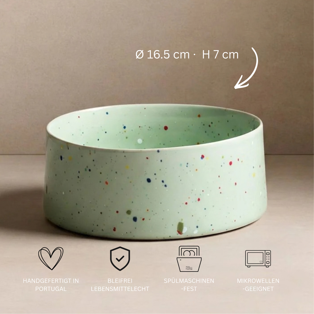 Keramik Hundenapf & Katzennapf 2er Set Ø16 cm Grün – Egg Back Home Party Futternäpfe