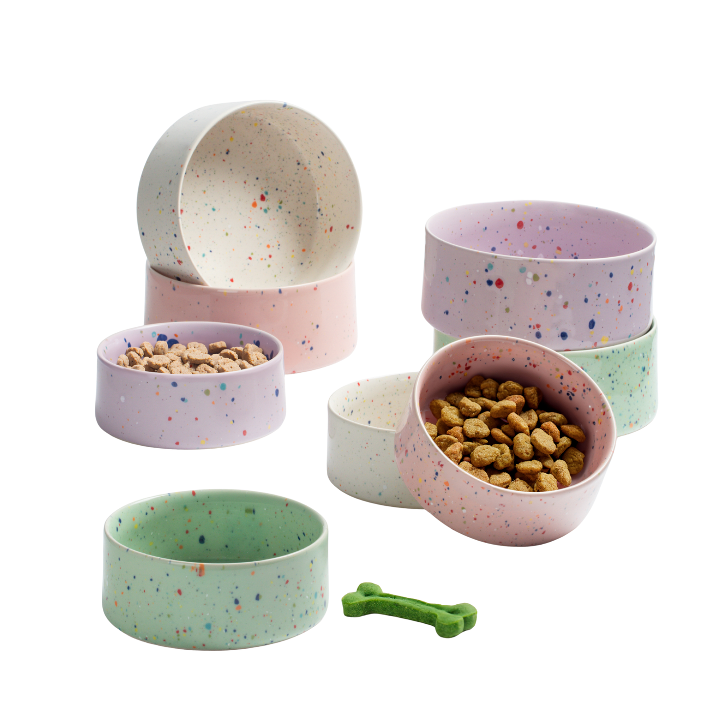 Futternapf Keramik Haustier-Schüssel Set 2-teilig Weiss