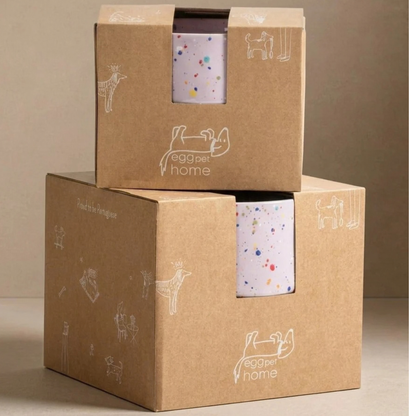 Keramik Hundenapf & Katzennapf 2er Set Ø14 cm Rosa – Egg Back Home Party Futternäpfe