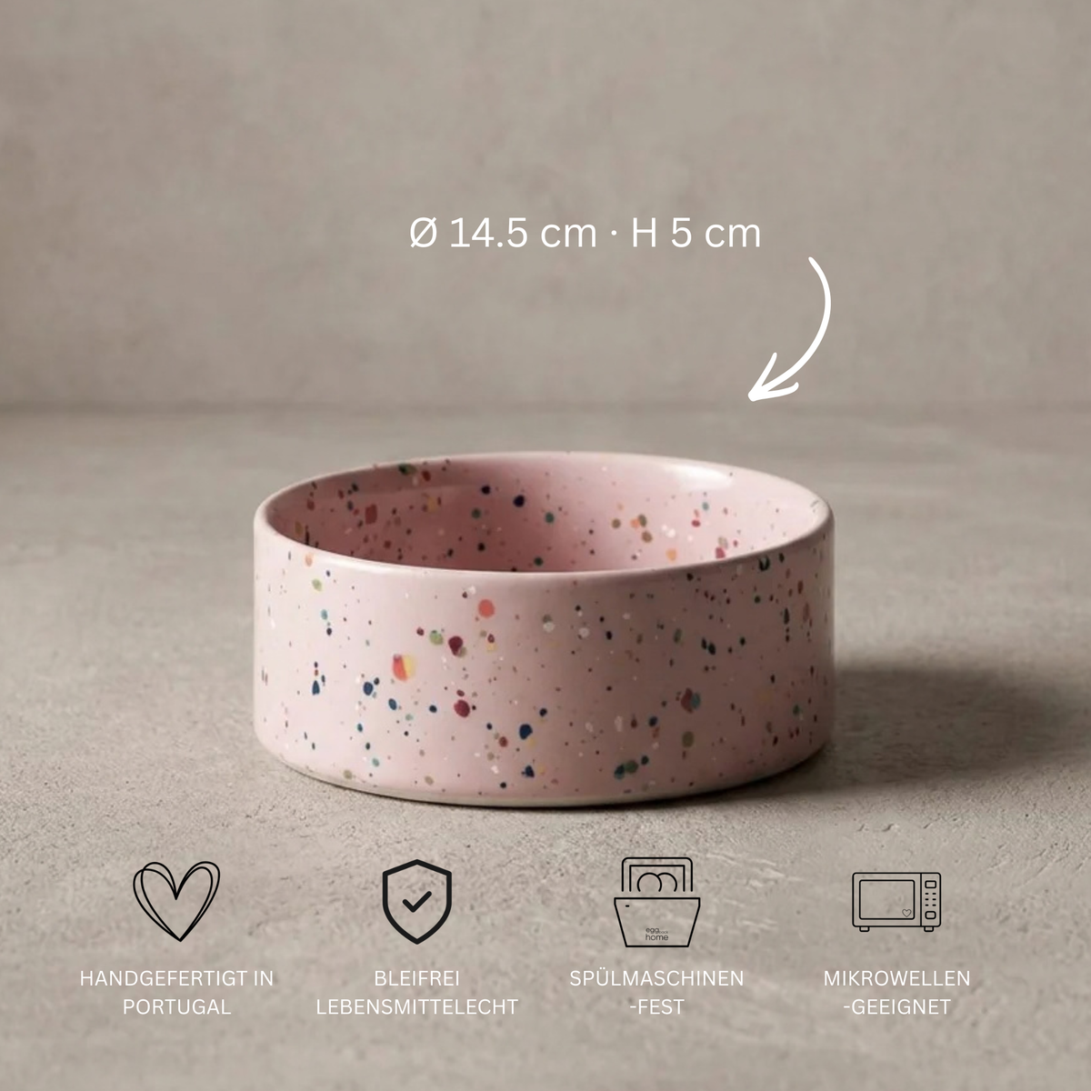 Keramik Hundenapf & Katzennapf 2er Set Ø14 cm Rosa – Egg Back Home Party Futternäpfe