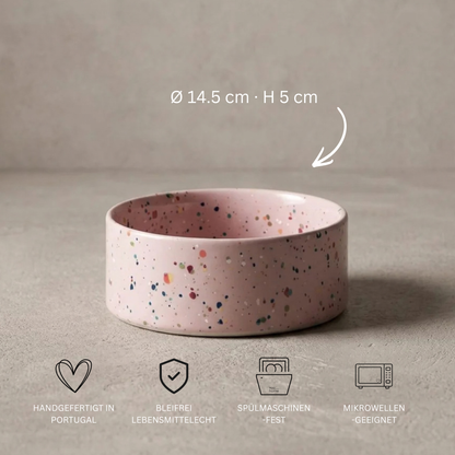 Keramik Hundenapf & Katzennapf 2er Set Ø14 cm Rosa – Egg Back Home Party Futternäpfe
