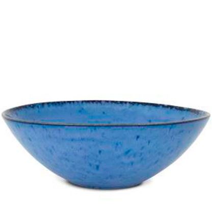 Salatschüssel groß Keramik blau – handgemachte Servierschale für Salat & Pasta | Amazonia Kollekt