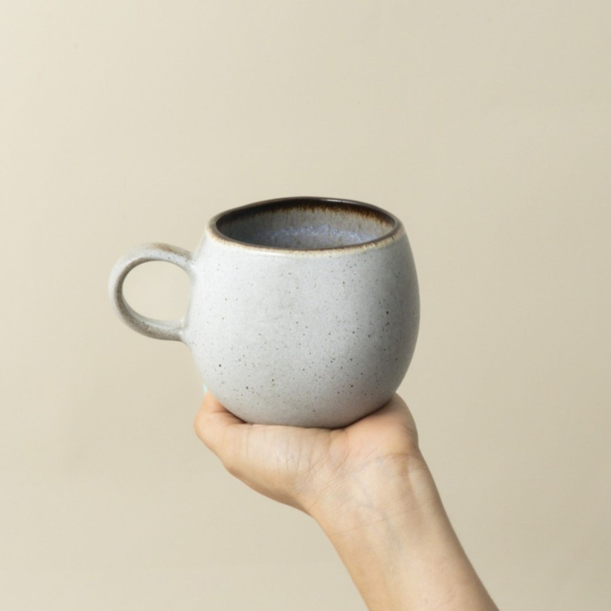 Keramik Kaffeetasse Sail groß Blau Weiß I Handgemachte Steingut Tasse 400 ml I 2 Stück