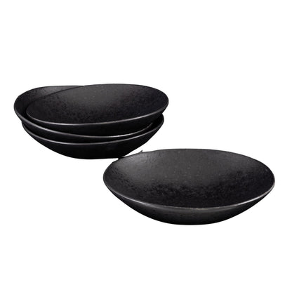 Black Stone Teller & Schalen Set Schwarz I 16 teiliges Set