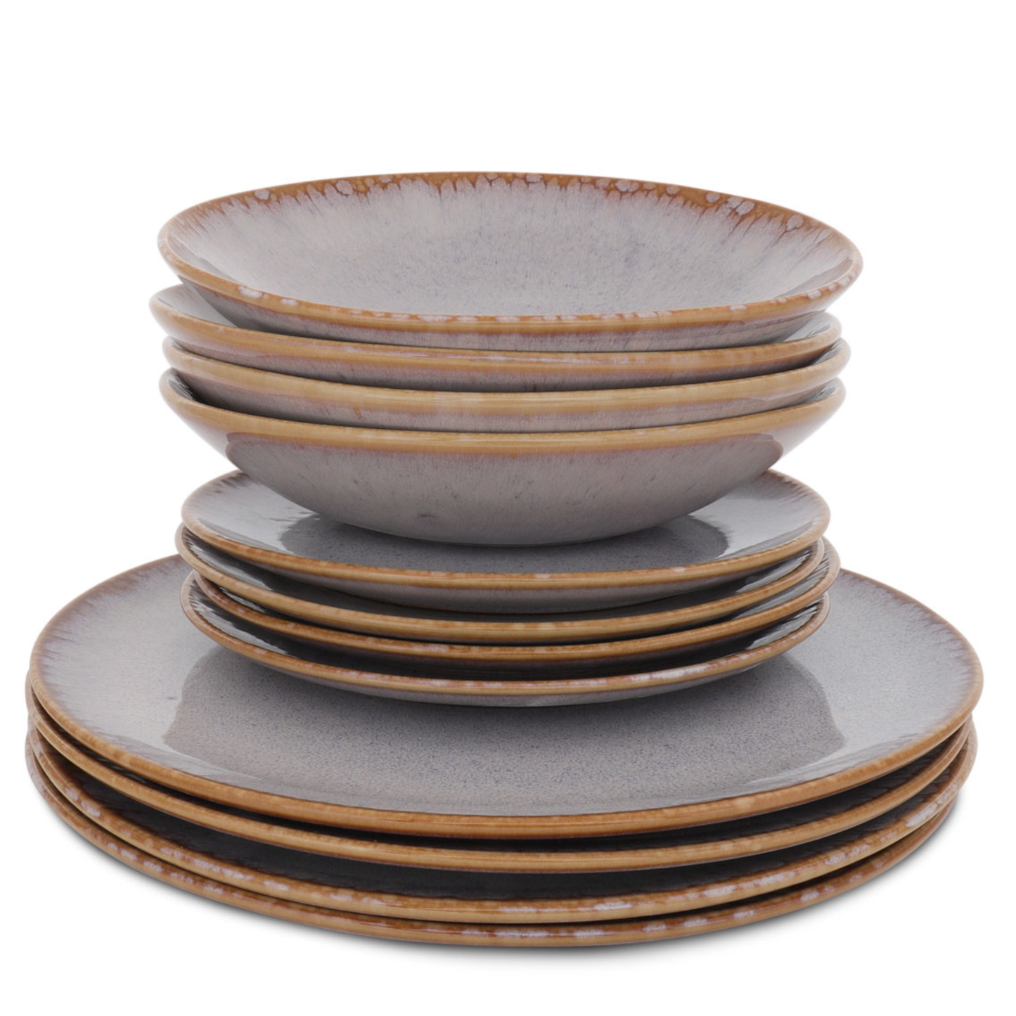 Geschirr Set Creme 12-teilig für 4 Personen – Große, Kleine & Tiefe Teller | Amazonia Kollektion