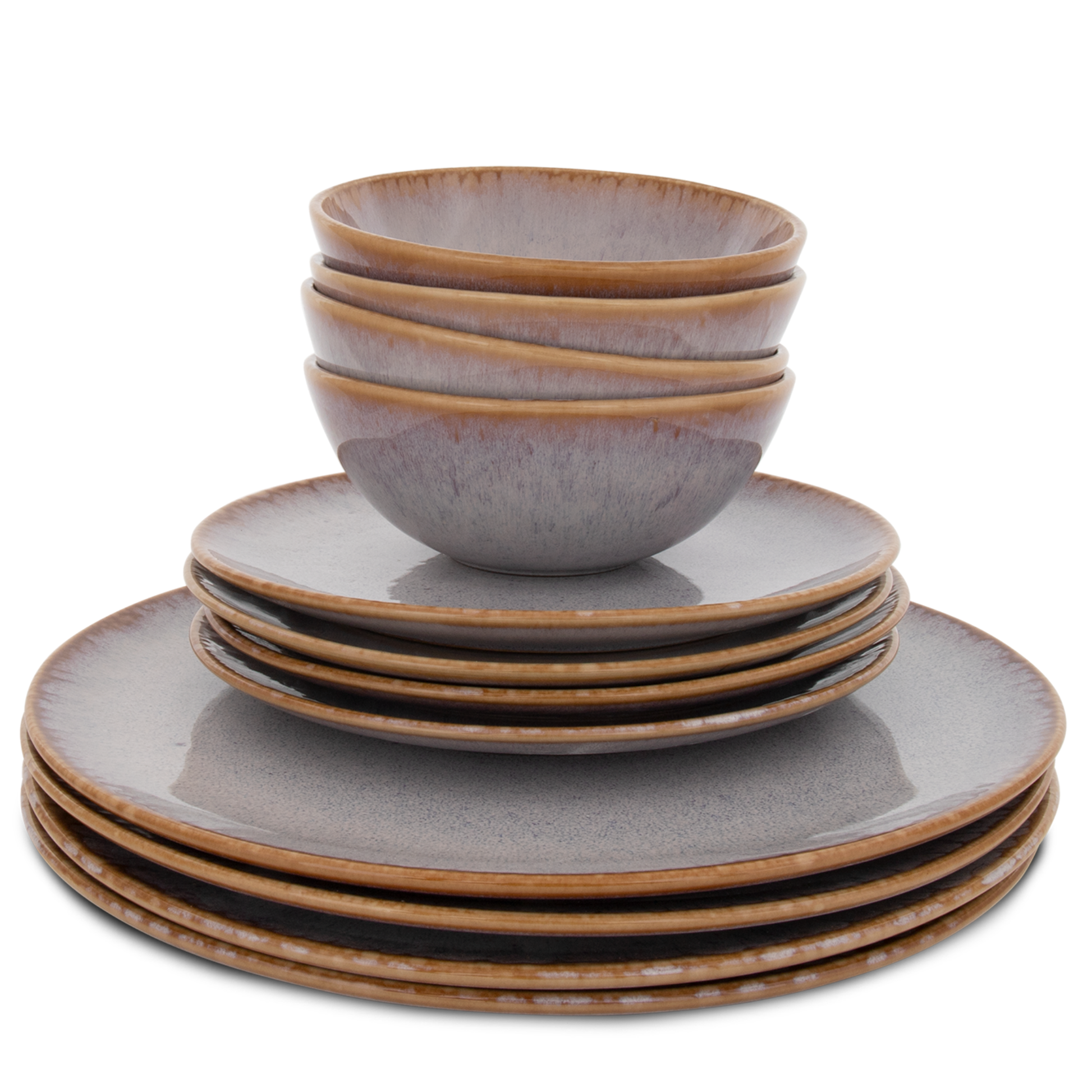 Geschirr Set Blau 12-teilig für 4 Personen – Große, Kleine Teller & Müsli Schalen | Amazonia Kollektion