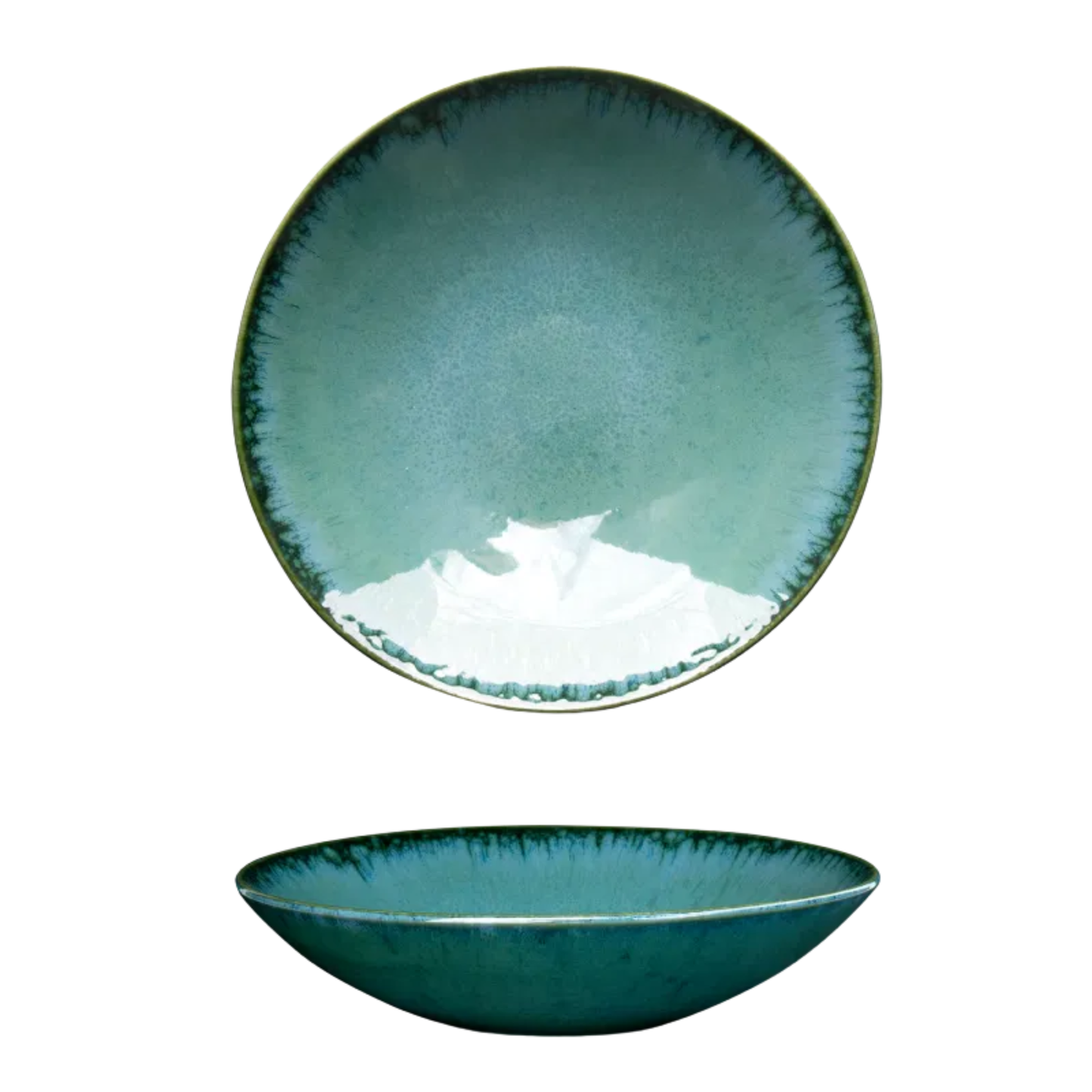 Suppenteller Keramik grün – tiefer handgemachter Teller für Suppe & Bowls | Amazonia Kollektion