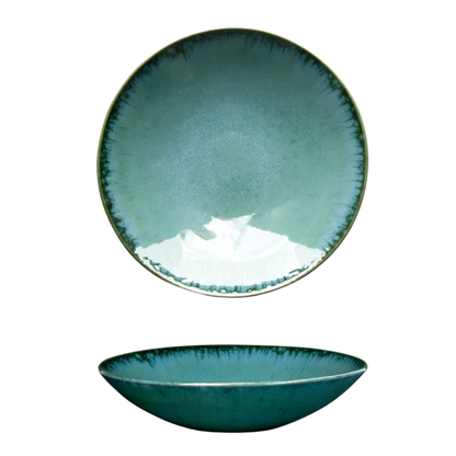 Suppenteller Keramik grün – tiefer handgemachter Teller für Suppe & Bowls | Amazonia Kollektion