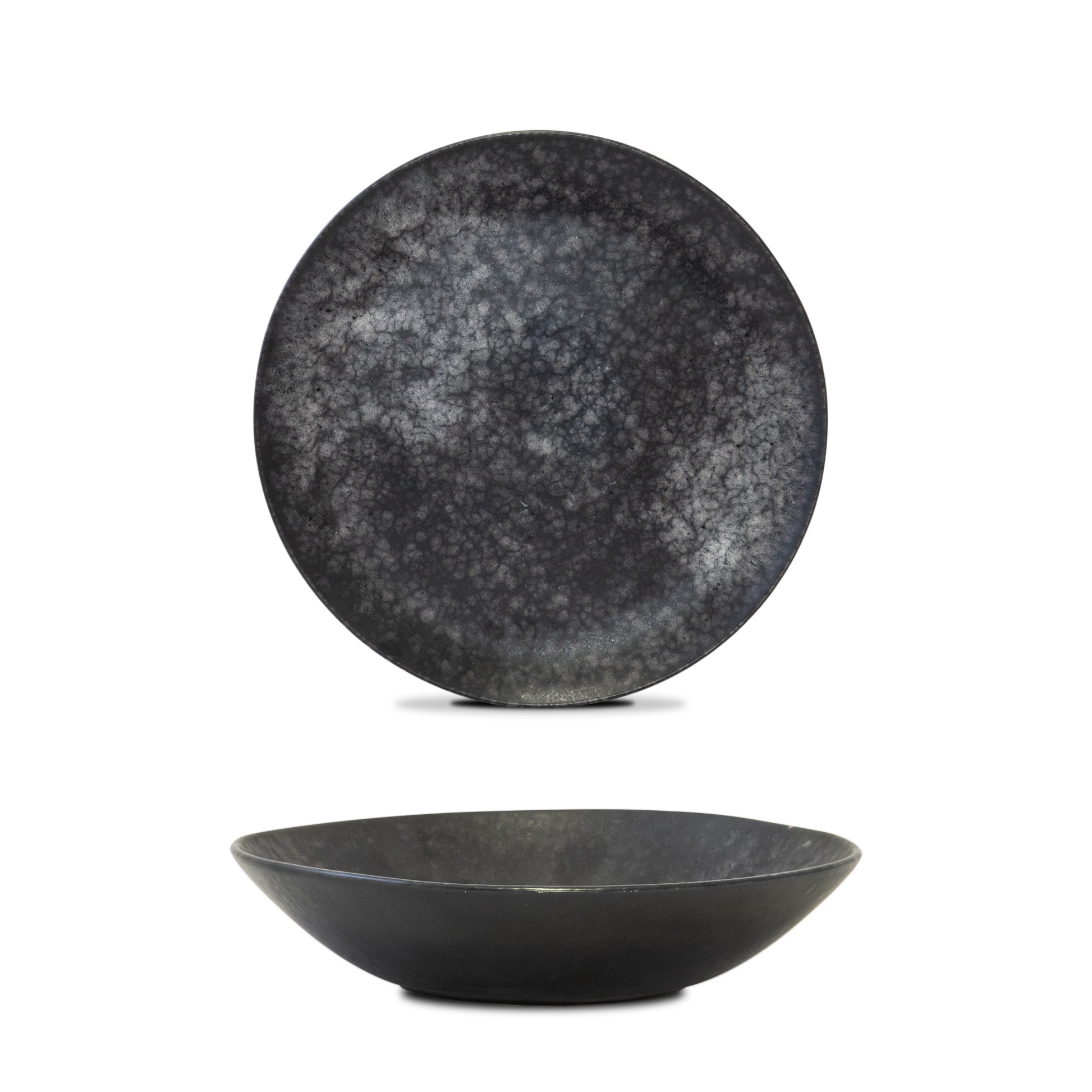 Suppenteller Keramik blau – tiefer handgemachter Teller für Suppe & Bowls