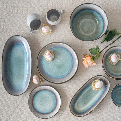 Frühstücksteller Keramik weiß blau – kleiner handgemachter Teller für Frühstück & Dessert | Sail Kollektion