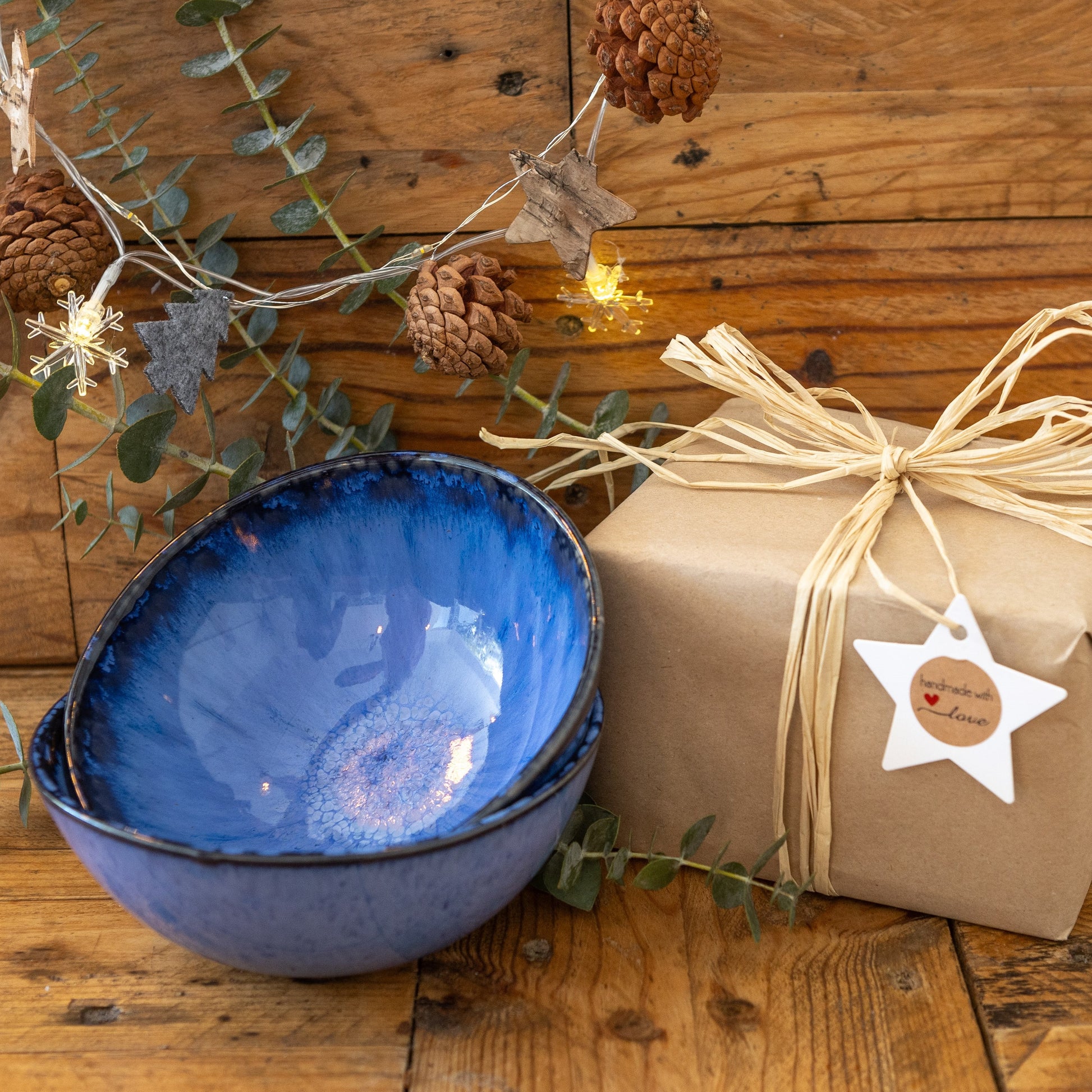 blaue keramik schale geschenk weihnachten