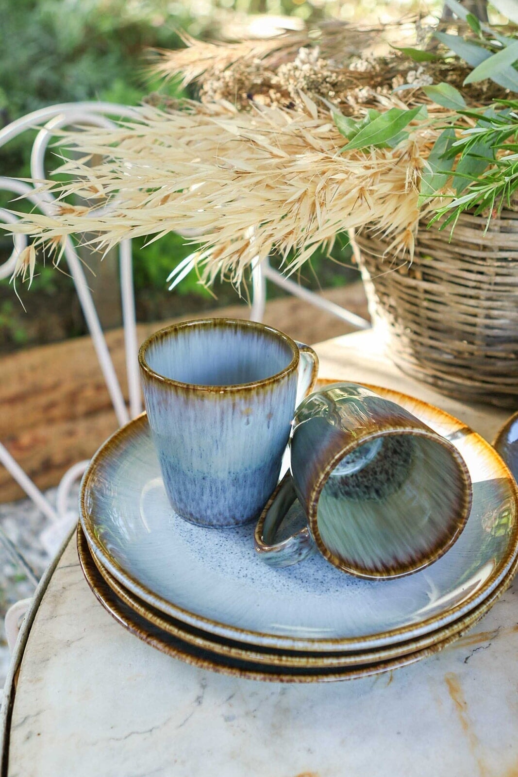 Alegria Keramik Tasse groß Blau I 2 Stück