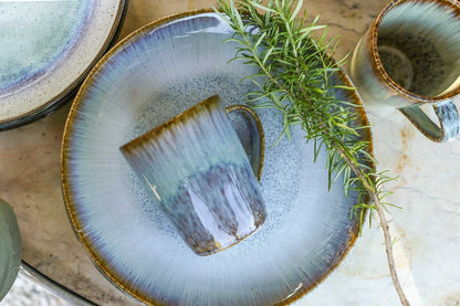 Alegria Teller & Keramik Tassen Set Blau I 4 teiliges Set