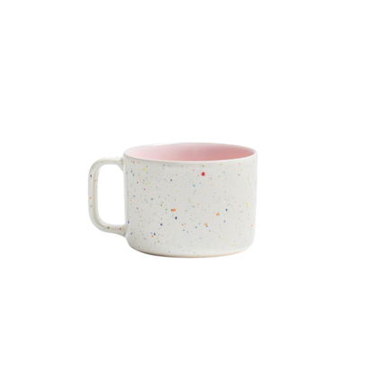 Keramik Tasse Breeze Party Weiß-Rosa – 450 ml | Egg Back Home