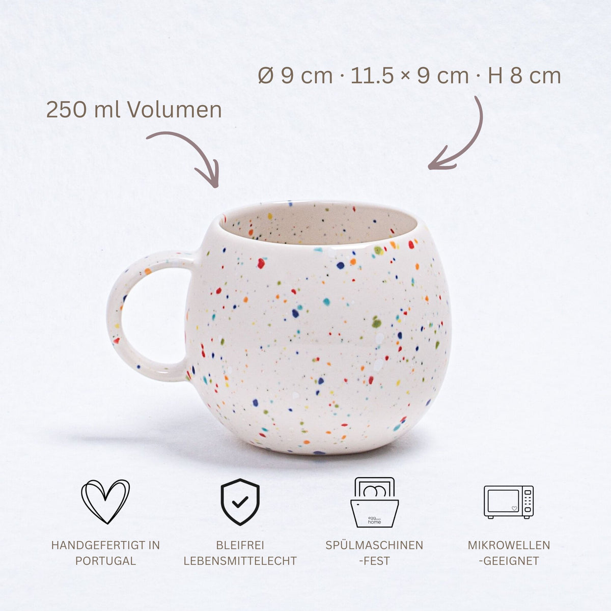Keramik Tasse New Party Weiß – 250 ml | Egg Back Home