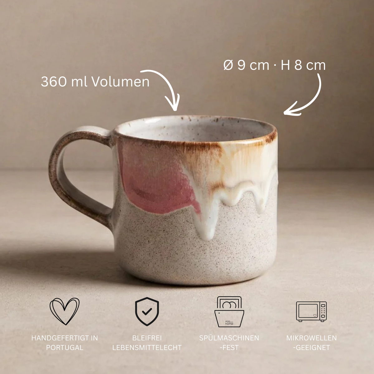 Faro Keramik Tasse groß Rose Creme