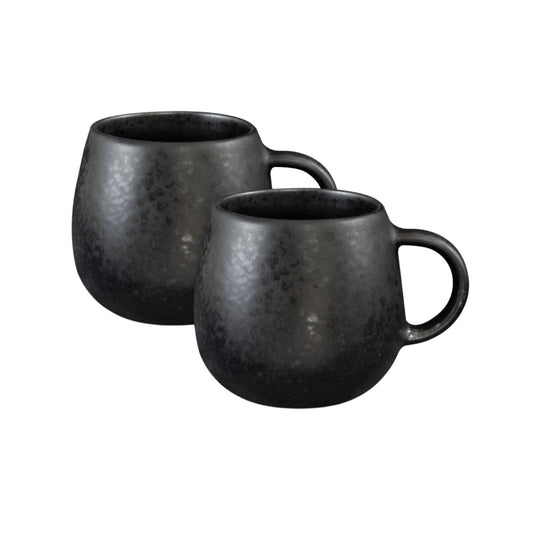 Black Stone Keramik Tasse groß Schwarz I 2 Stück