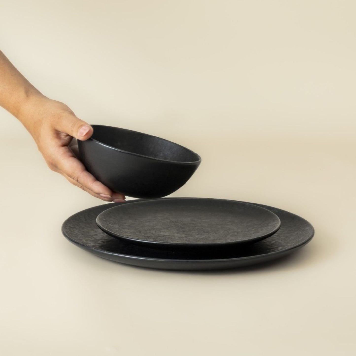 Black Stone Schale klein Schwarz I 4 Stück