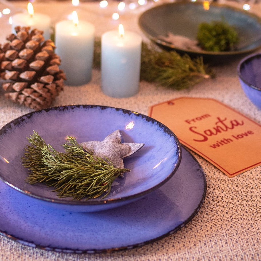 blaue tiefe keramik teller