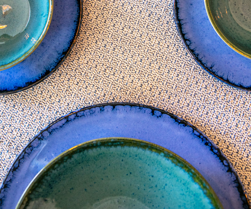 12 teiliges Keramik Set in Blau & Grün