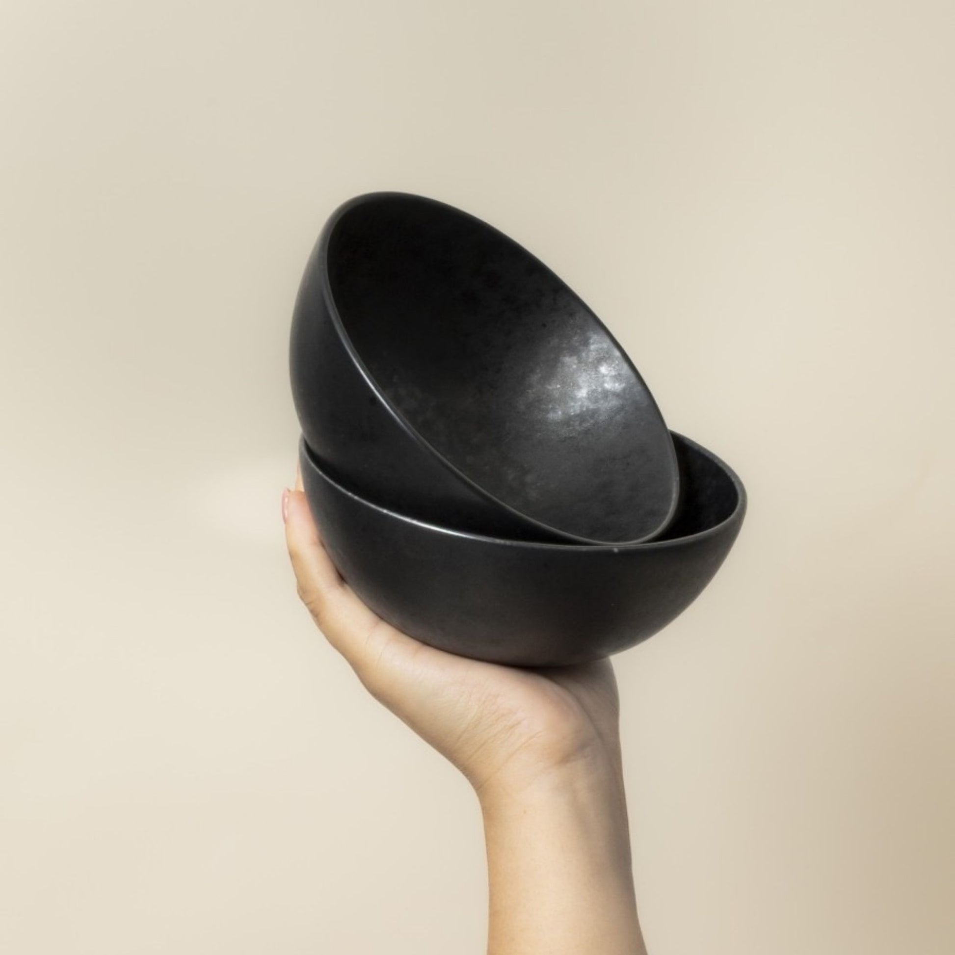 Black Stone Schale klein Schwarz I 4 Stück