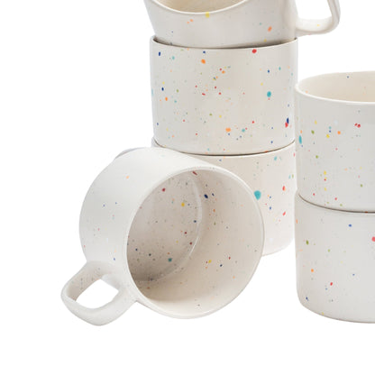 Primavera Keramik Becher mit Henkel Weiß