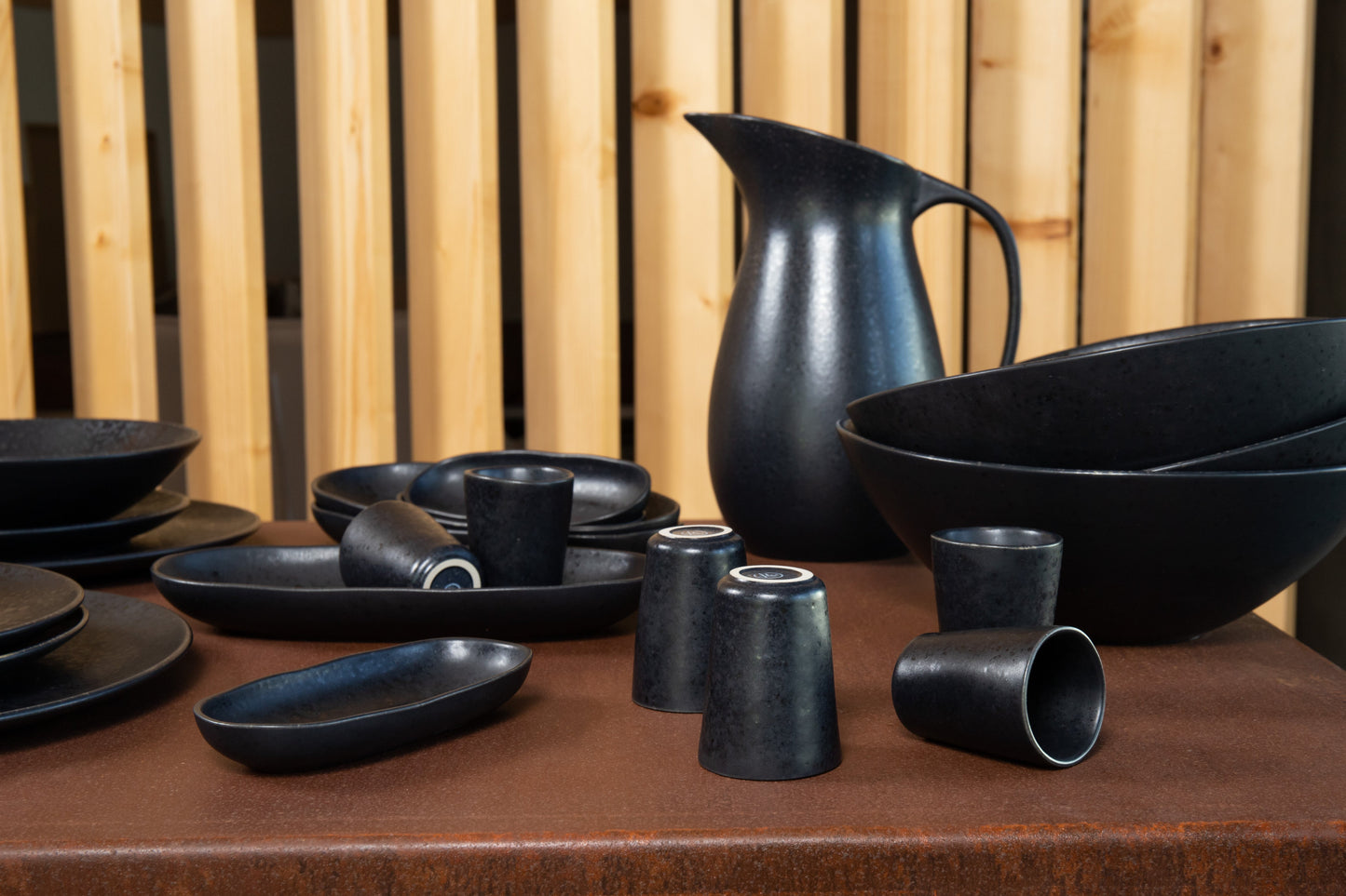 Black Stone Teller & Schalen & Tassen Set Schwarz I 20 teiliges Set